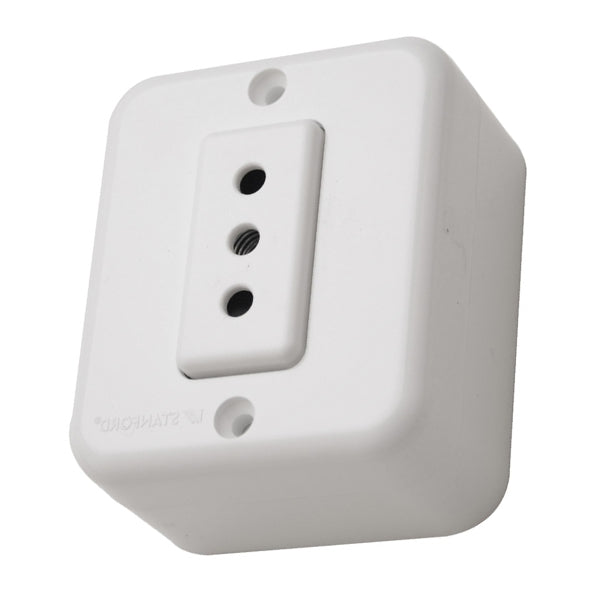 Enchufe Simple Sobrepuesto 10A 250V Blanco Muro Exterior