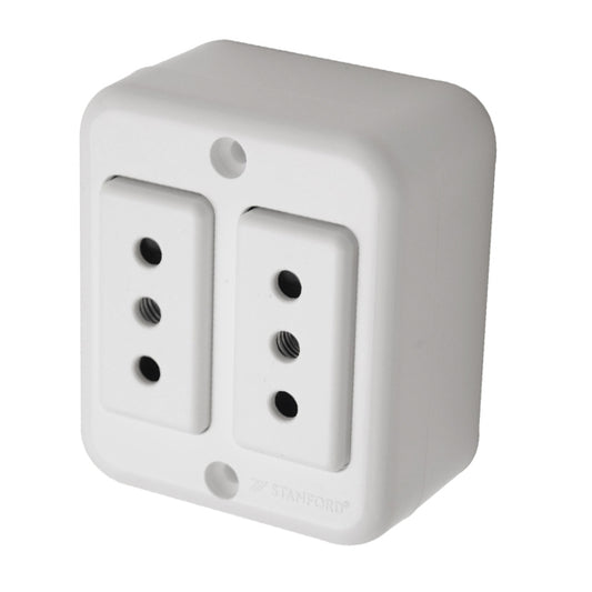 ENCHUFE DOBLE SOBREPUESTO 10A 250V (BLANCO)