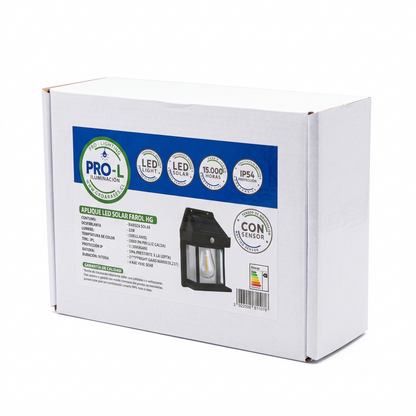 Farol Solar LED Vintage Sensor Movimiento Exterior impermeable IP54
