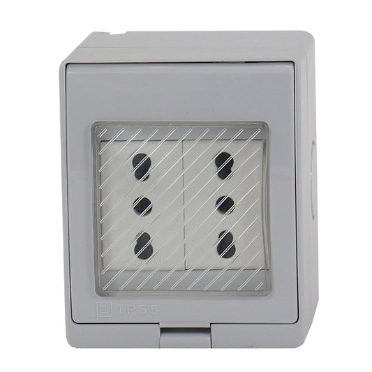 HYDROBOX CON ENCHUFE DOBLE SOBREPUESTO 10/16A (BLANCO)