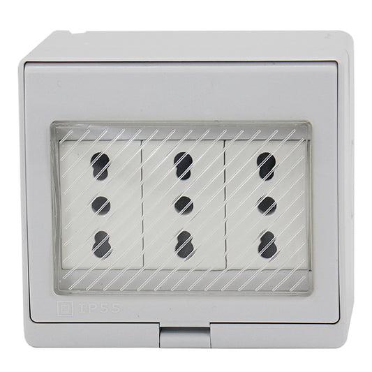 HYDROBOX CON ENCHUFE TRIPLE SOBREPUESTO  10/16A (BLANCO)
