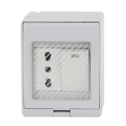 HYDROBOX CON ENCHUFE SIMPLE 10/16A Y INTERRUPTOR SOBREPUESTO 9/12 (BLANCO)