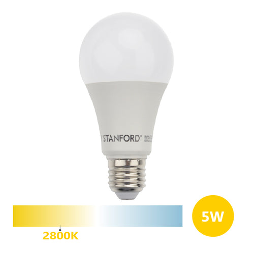 Ampolleta LED A60 5W E27 Luz Cálida 2800K Ahorro Energía