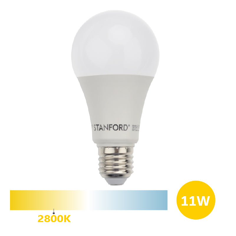 Ampolleta LED A60 11W E27 Luz Cálida 2800K Ahorro Energía