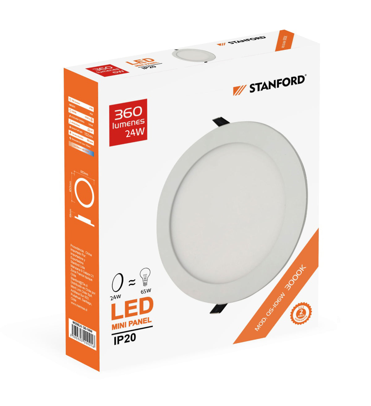 Panel LED Redondo Embutido 18W Luz Cálida 3000K Foco Techo