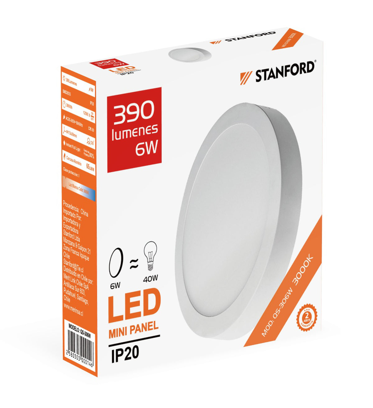 Panel LED Redondo Sobrepuesto 12W Luz Cálida 3000K Plafón