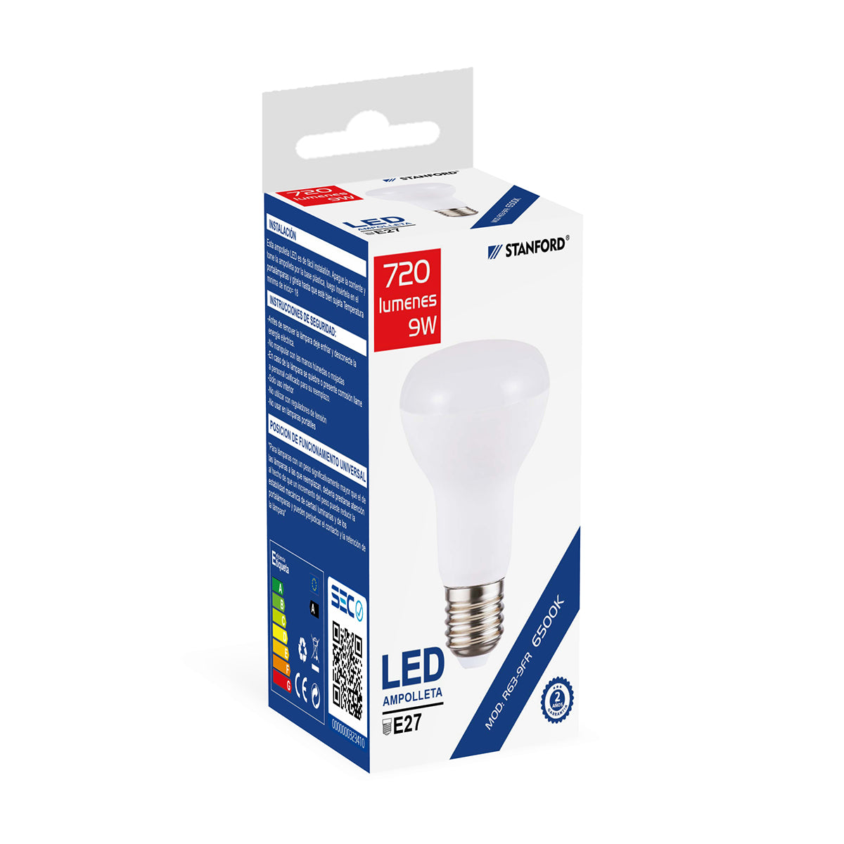 Ampolleta LED Reflectora 9W E27 Luz Fría 6500K Dirigida
