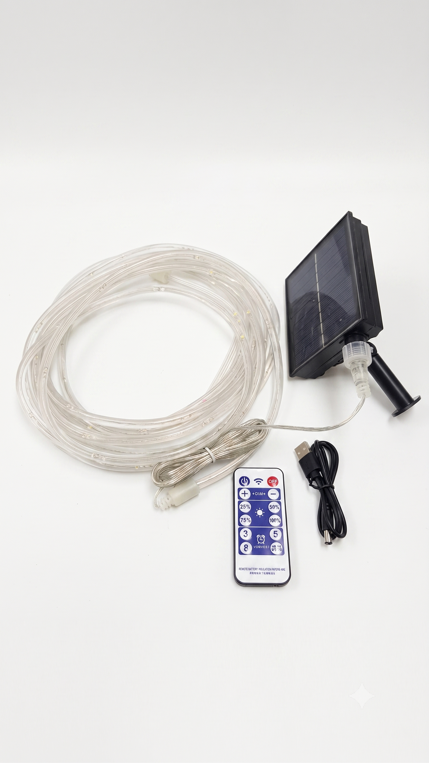 Tira Led Solar 10mts RGB IP65 con Estaca Panel