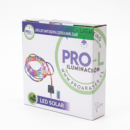 Tira Led Solar 10mts RGB IP65 con Estaca Panel