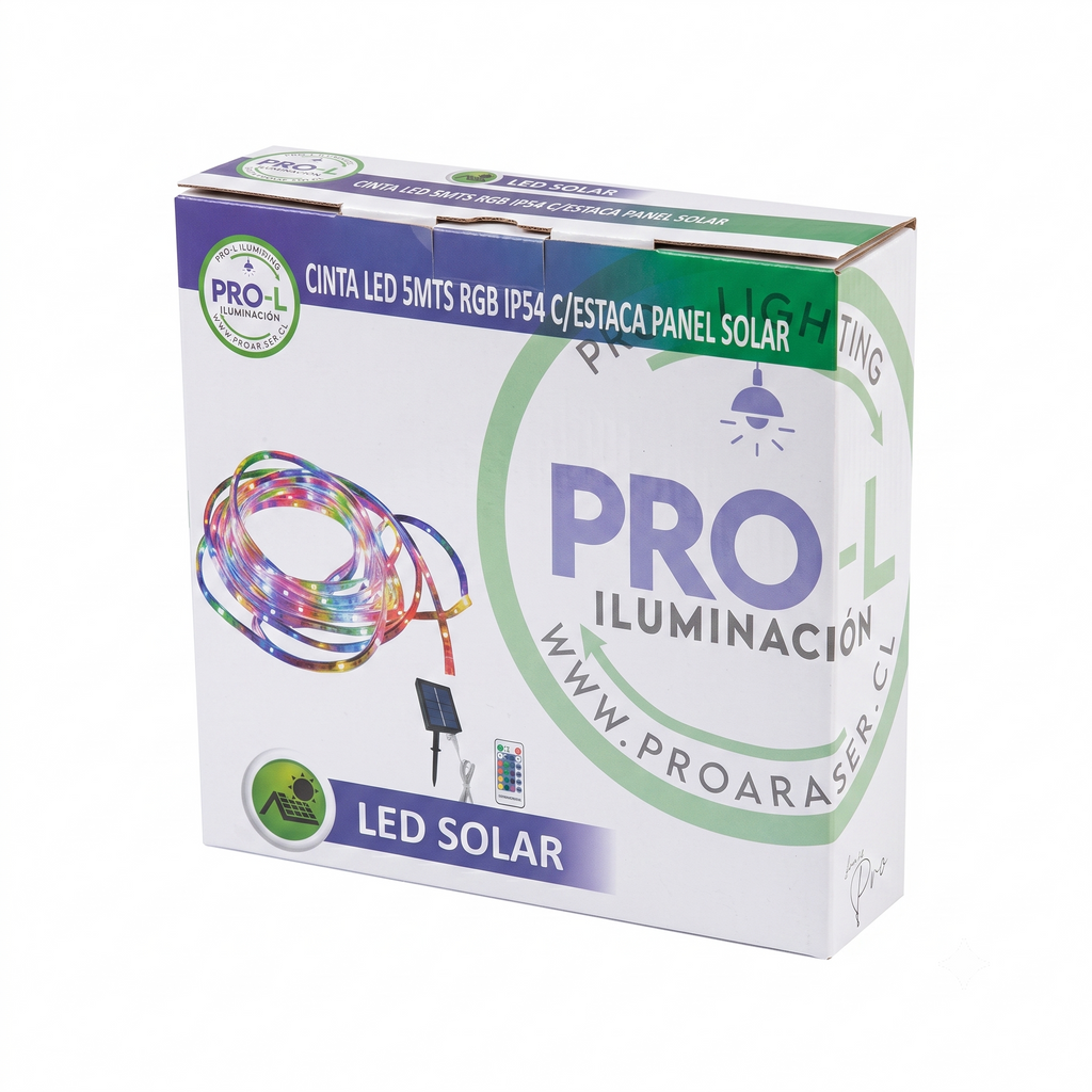 Tira LED Solar 5mts RGB IP54 con Estaca Panel