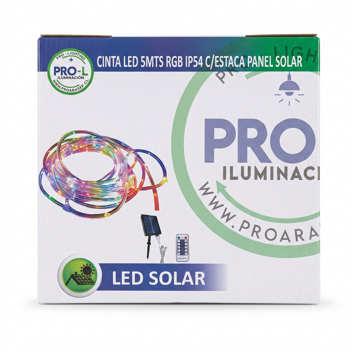 Tira LED Solar 5mts RGB IP54 con Estaca Panel