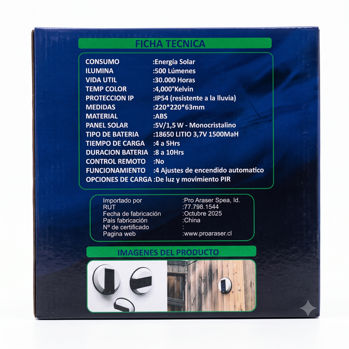Foco Solar LED Redondo Muro Exterior Sensor Impermeable