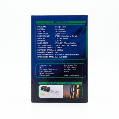 Luz Solar LED Bidireccional Doble Haz de luz Muro Exterior Impermeable