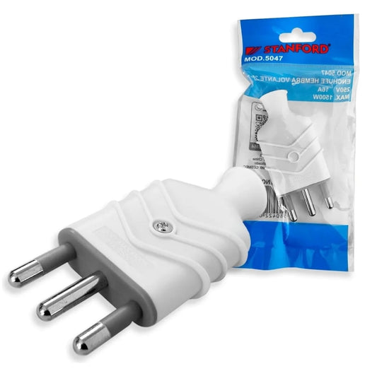 ENCHUFE VOLANTE MACHO 10A 250V BLANCO