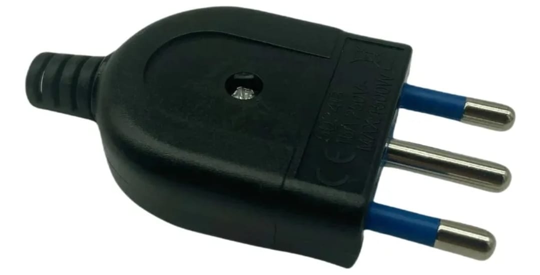 Enchufe Macho Volante 10A 250V Negro Repuesto Cable
