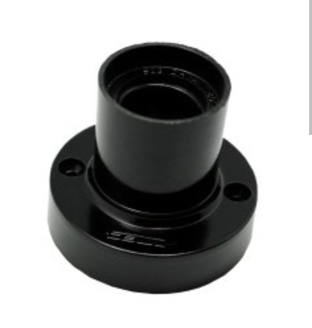 Portalámpara E27 Base Baquelita Negro Soquete Techo