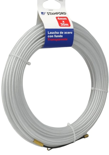 LAUCHA DE ACERO CON FUNDA TRANSPARENTE 4MM 30M