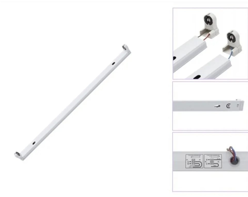 Canoa Simple para Tubo LED T8 1x18W 120cm Bodega Taller