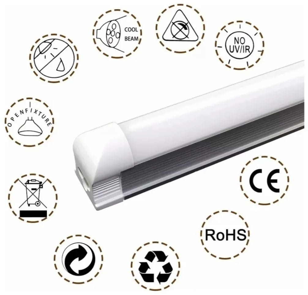 Equipo LED Integrado T8 9W 60cm Luz Fría 6500K Lineal