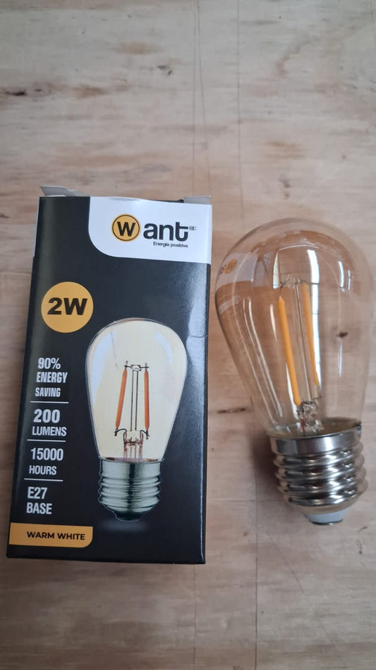AMP LED FILAMENTO S14 2W E27 LUZ CALIDA