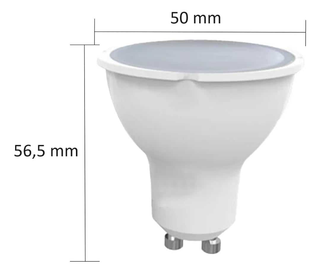 Ampolleta LED Dicroica GU10 5W Luz Cálida 3000K Foco Spot
