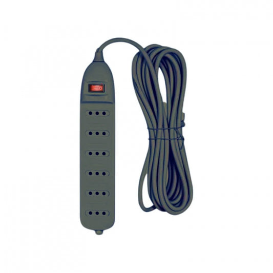 ALARGADOR DE 6 TOMAS C/INTERRUPTOR 1.5M NEGRO