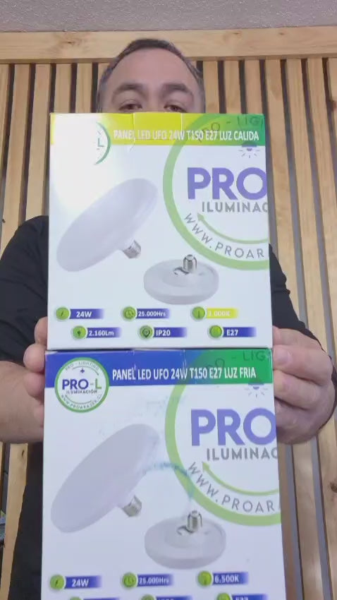 Ampolleta LED Foco Panel UFO Alta Potencia 24W Fría 15cm T150 E27
