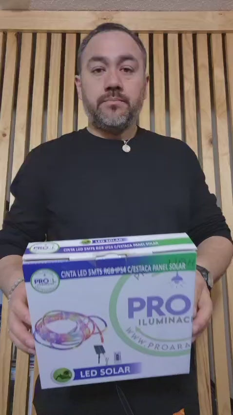 Tira LED Solar 5mts RGB IP54 con Estaca Panel