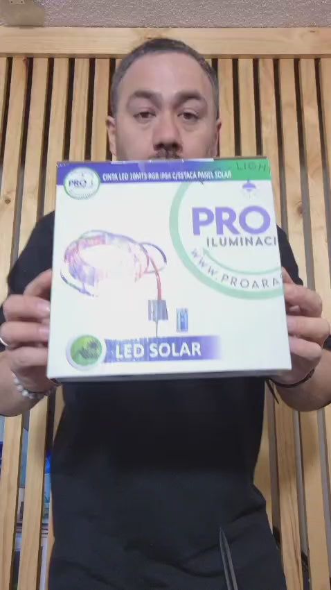 Tira LED Solar 10mts RGB IP54 con Estaca Panel